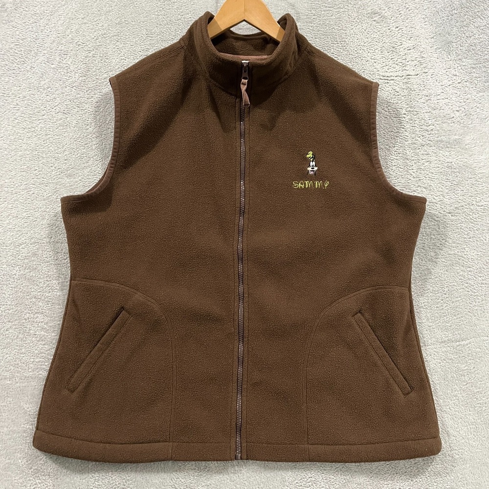 Disney Fleece Vest Adult XL Sammy Embroidered Brown 90s